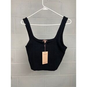 Eberjey Recycled Boucle Sweater Tank Top Sleeveless‎ Black Cozy Size S NWT